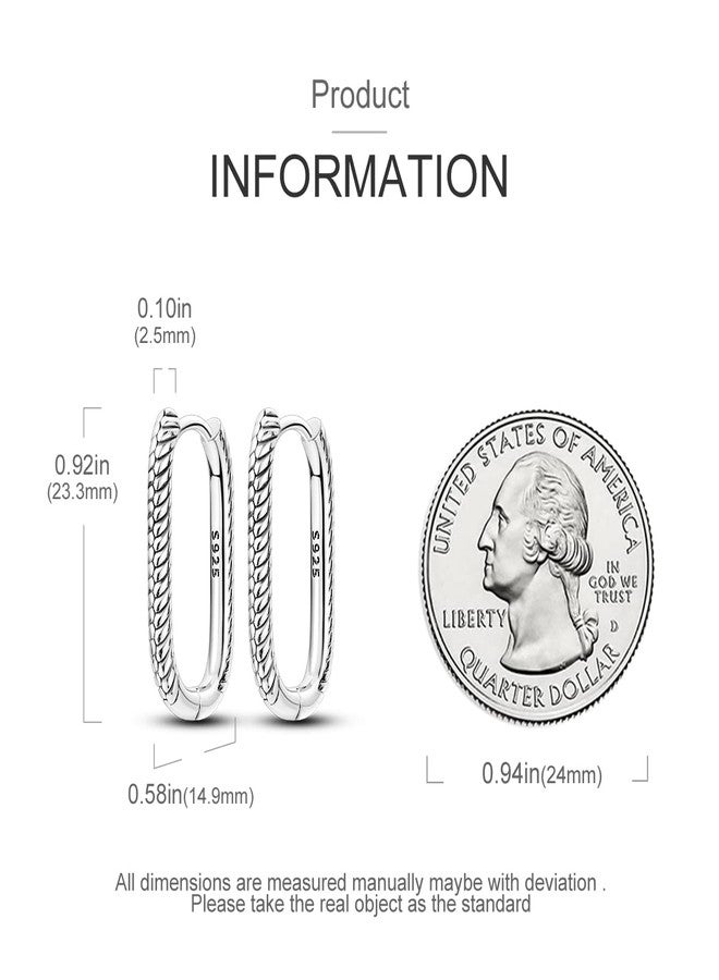 NARMO U-shaped Hoop Earrings for Women 925 Sterling Silver Serpentine Stripe Hoop Earrings Simple U Shaped Earrings - Image 3